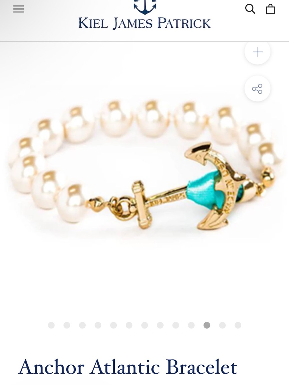 Kiel James Patrick Pearl Bracelet with Gold Anchor and Teal Accent
